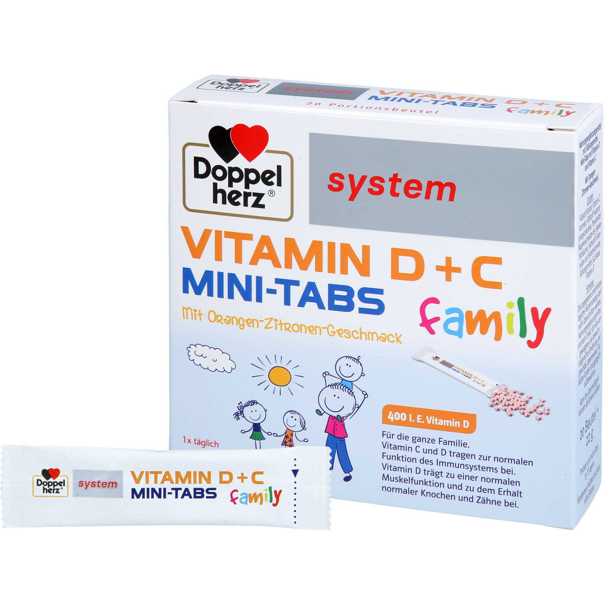 DOPPELHERZ Vitamin D+C Mini-Tabs family system