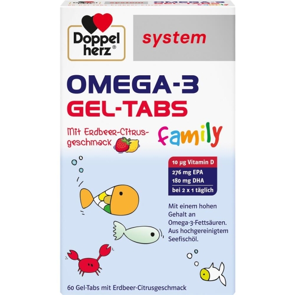 DOPPELHERZ Omega-3 Gel-Tabs family Erdb.Cit.system 60 St