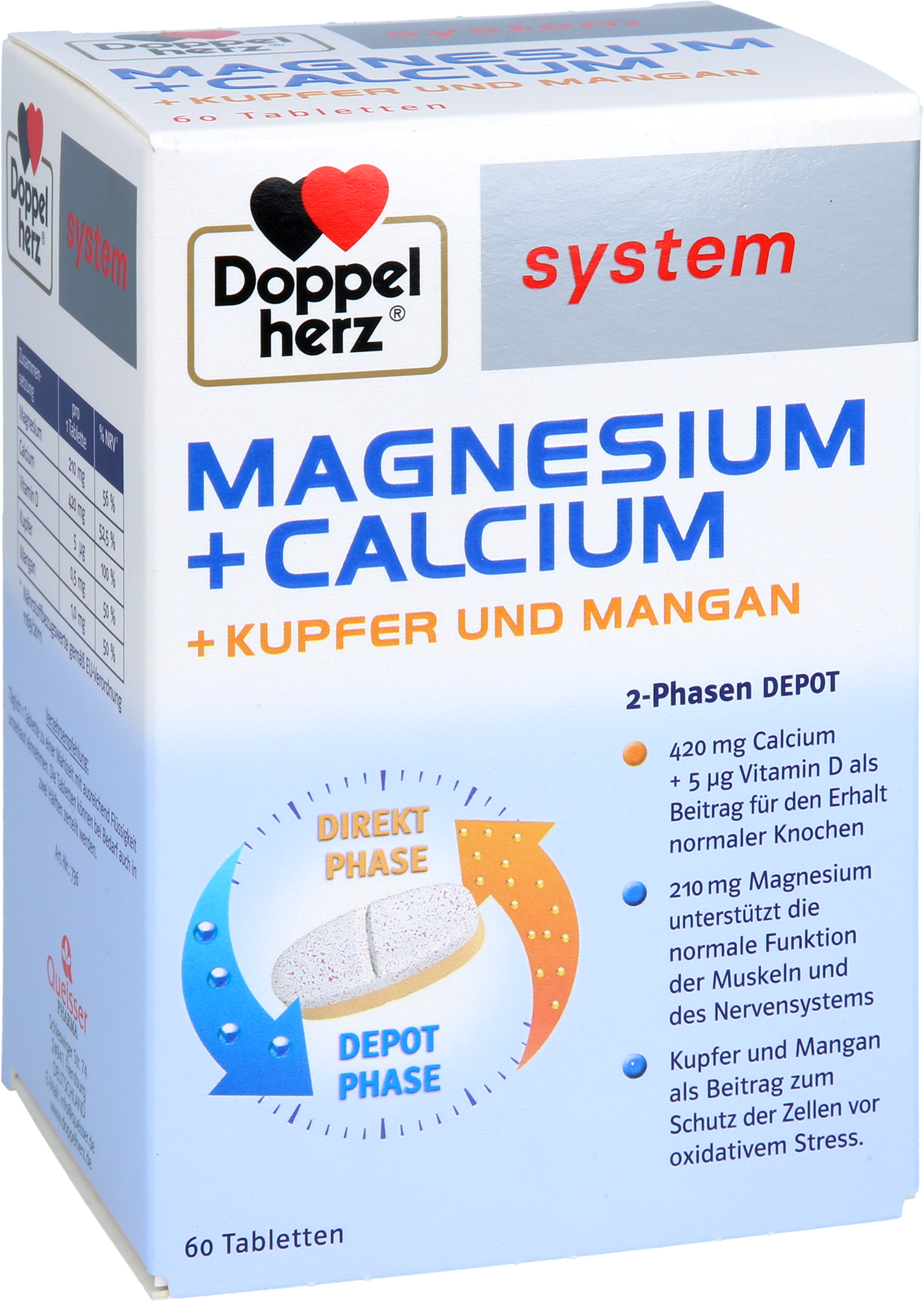 DOPPELHERZ Magnesium+Calc.+Kupfer+Mangan syst.Tab.