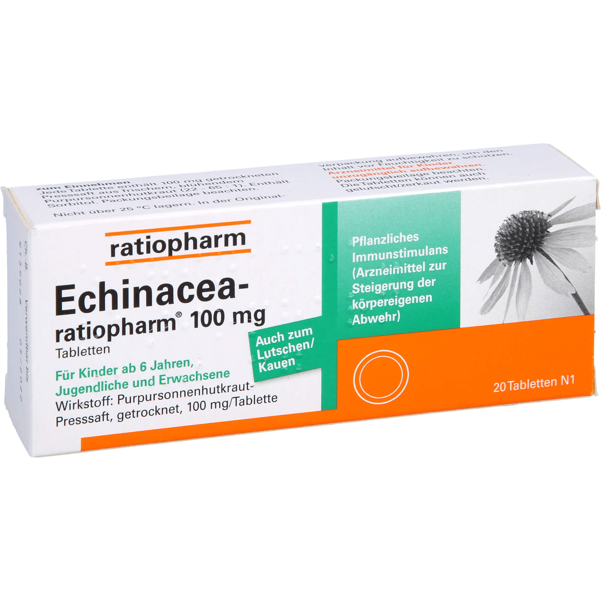 ECHINACEA-RATIOPHARM 100 mg Tabletten 20 St