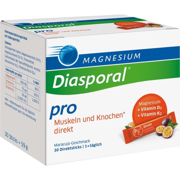 MAGNESIUM DIASPORAL pro D3+K2 Musk.+Knochen direkt