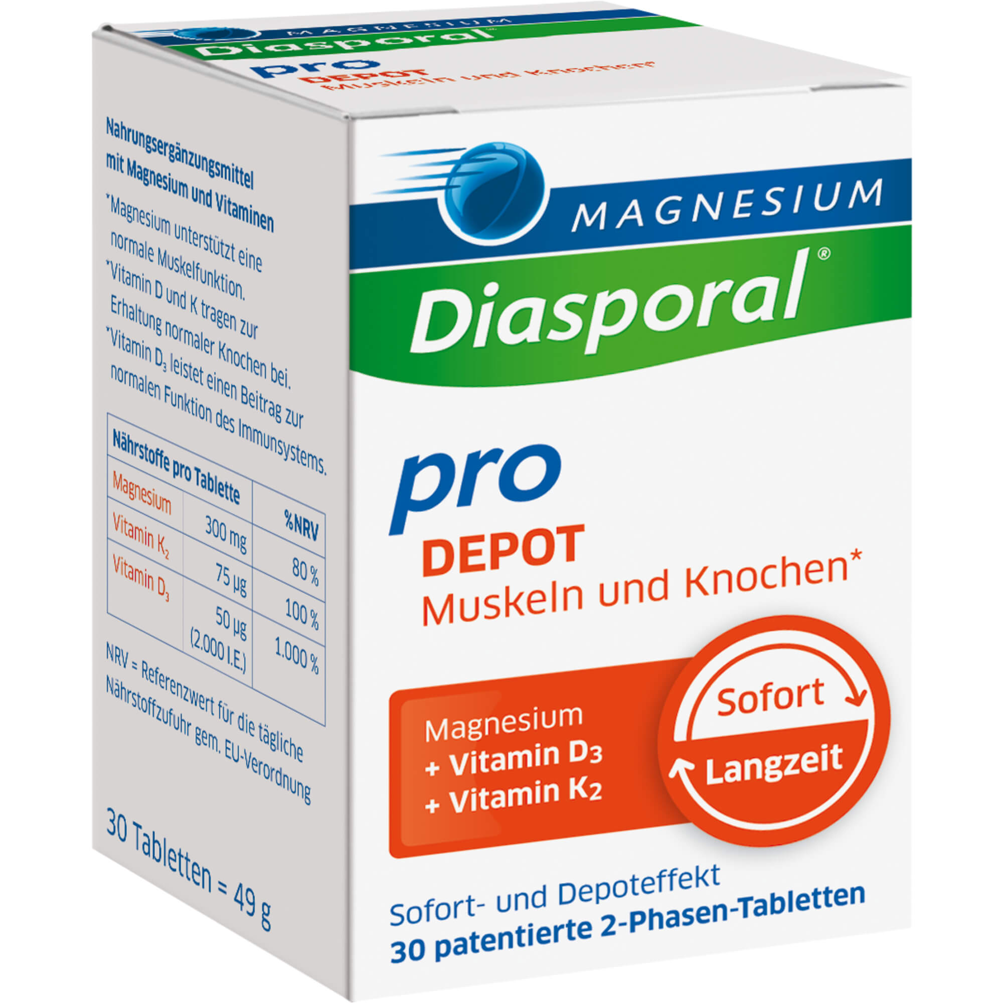 MAGNESIUM DIASPORAL pro D3+K2 DEPOT Muskel+Kno.Tab