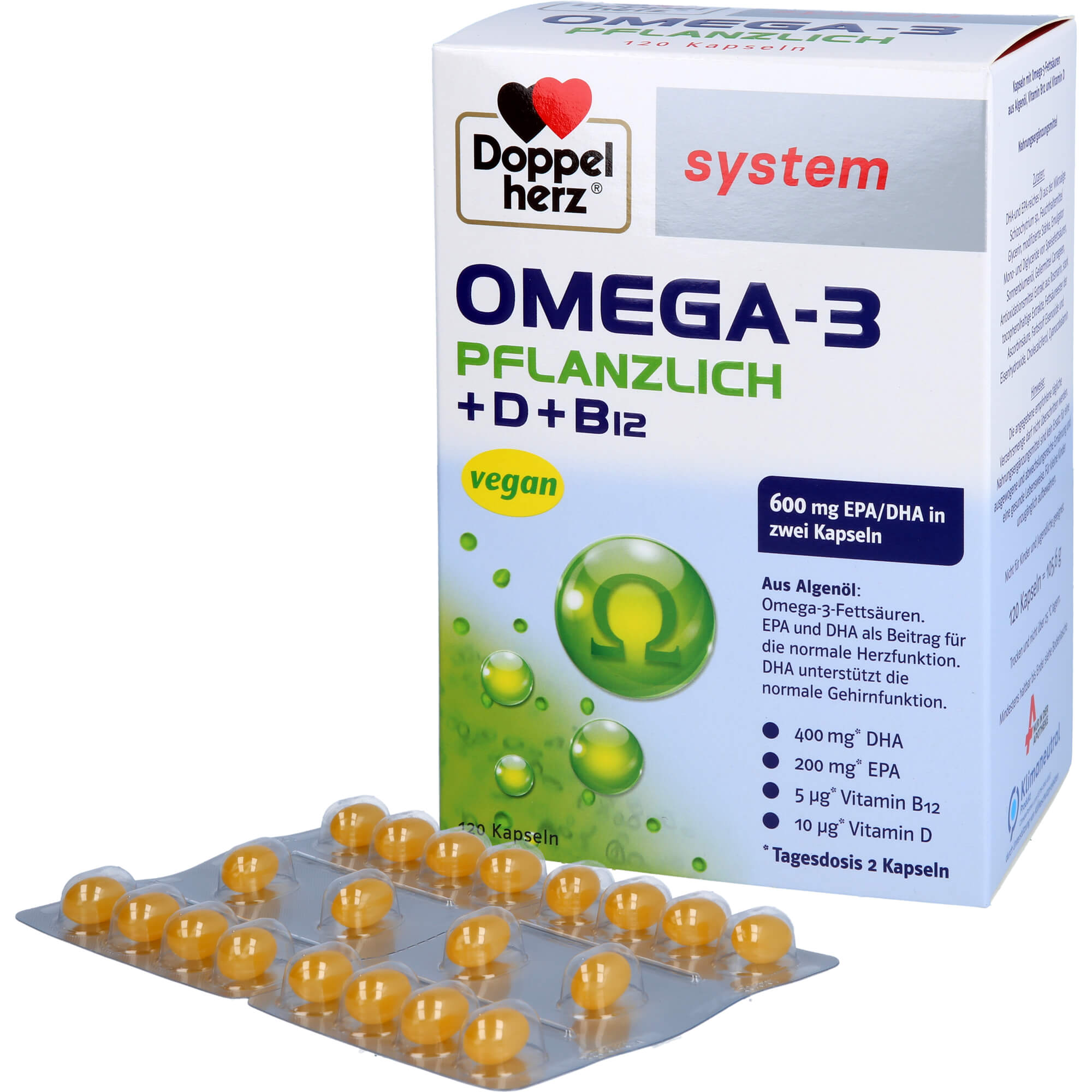 DOPPELHERZ Omega-3 pflanzlich system Kapseln 120 St