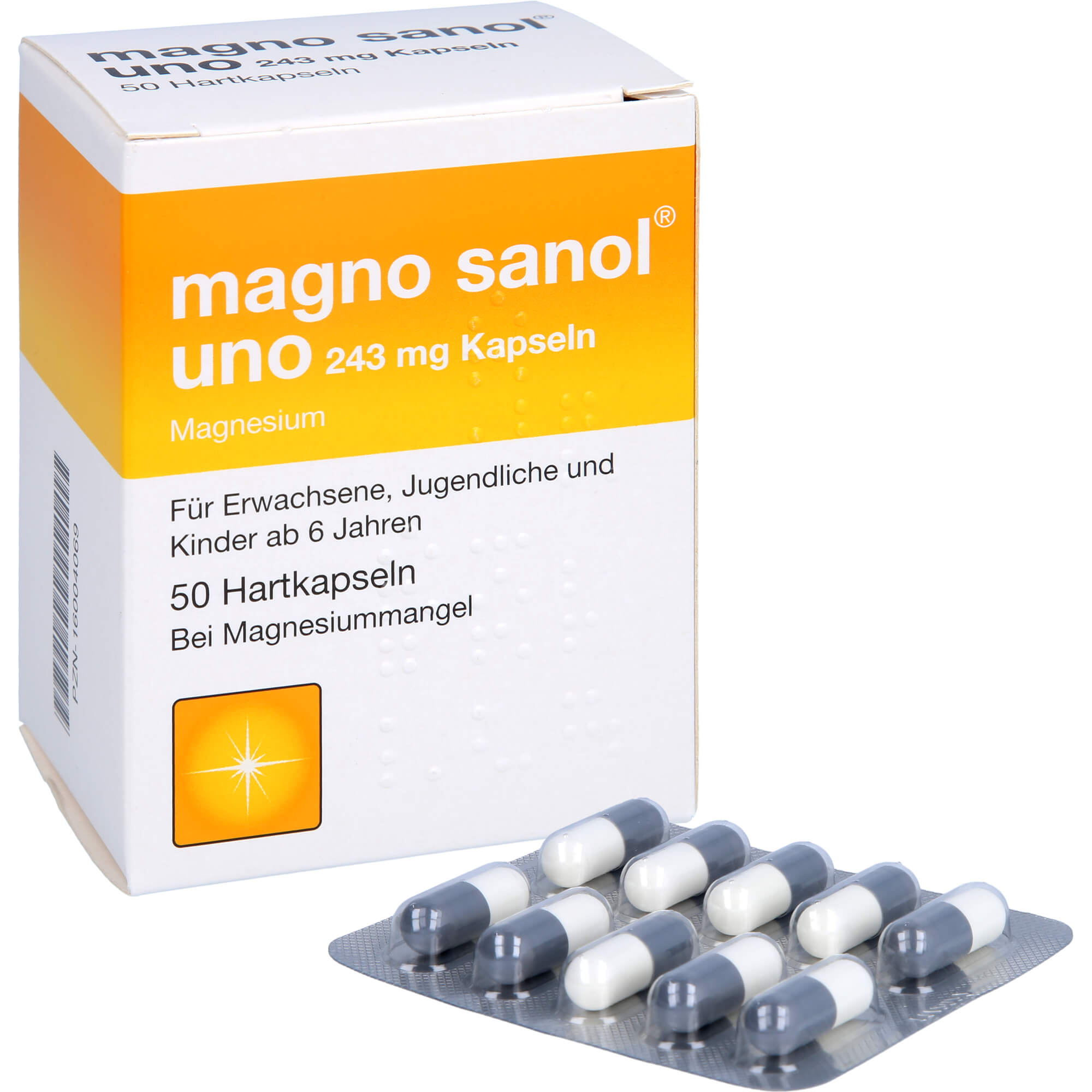 MAGNO SANOL uno 243 mg Kapseln 50 St