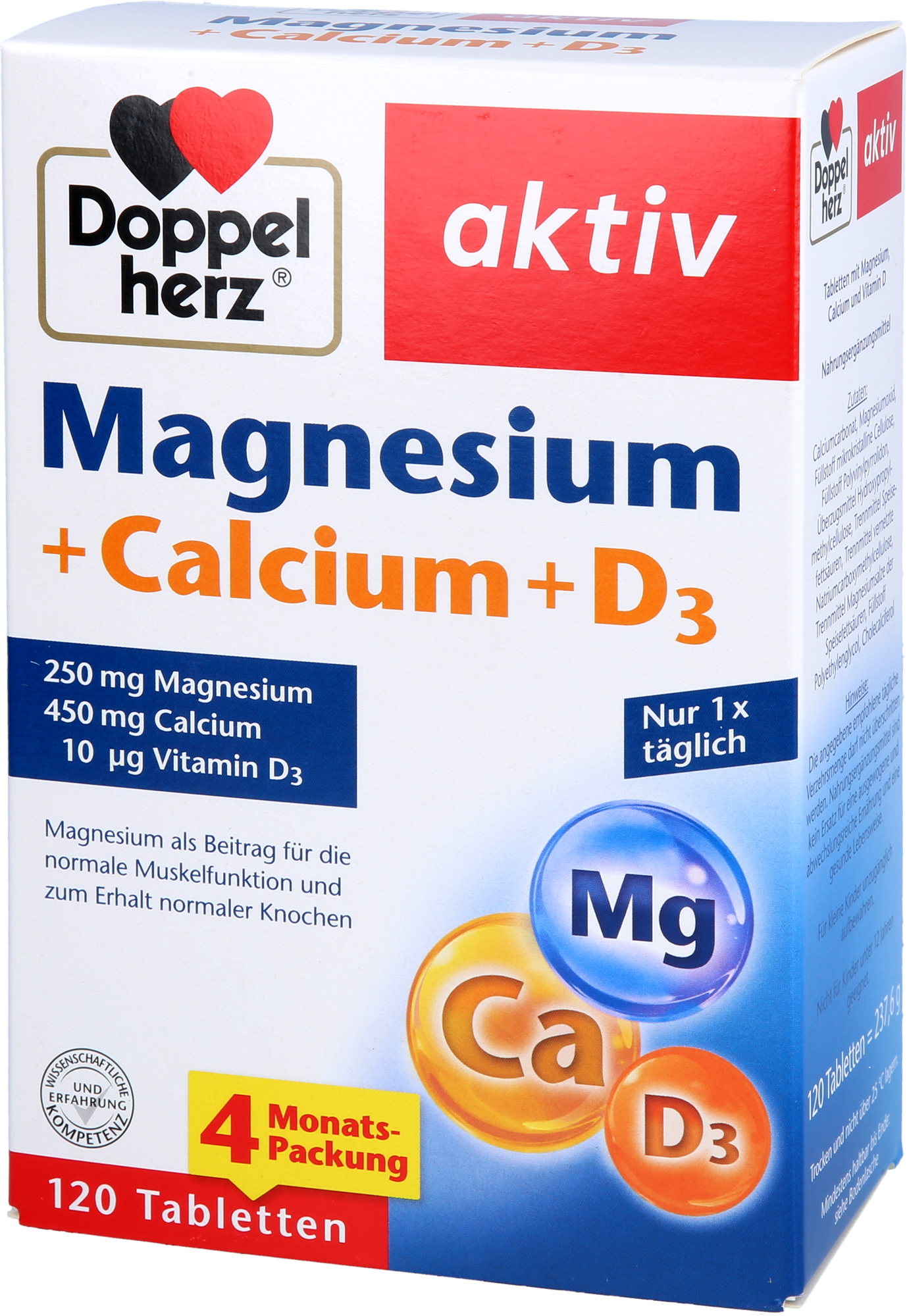DOPPELHERZ Magnesium+Calcium+D3 Tabletten 120 St