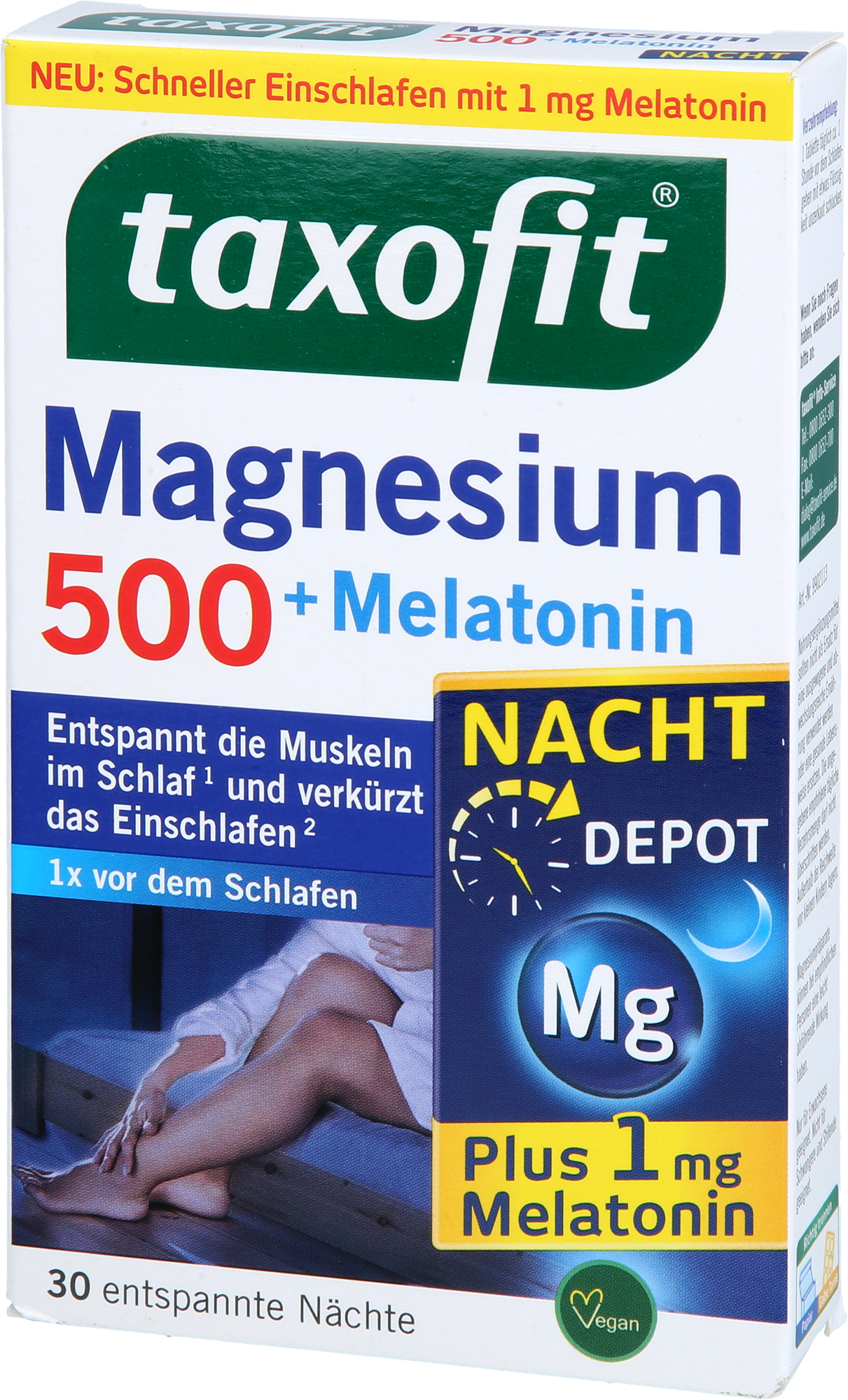 TAXOFIT Magnesium 500 Nacht+Melatonin Tabletten