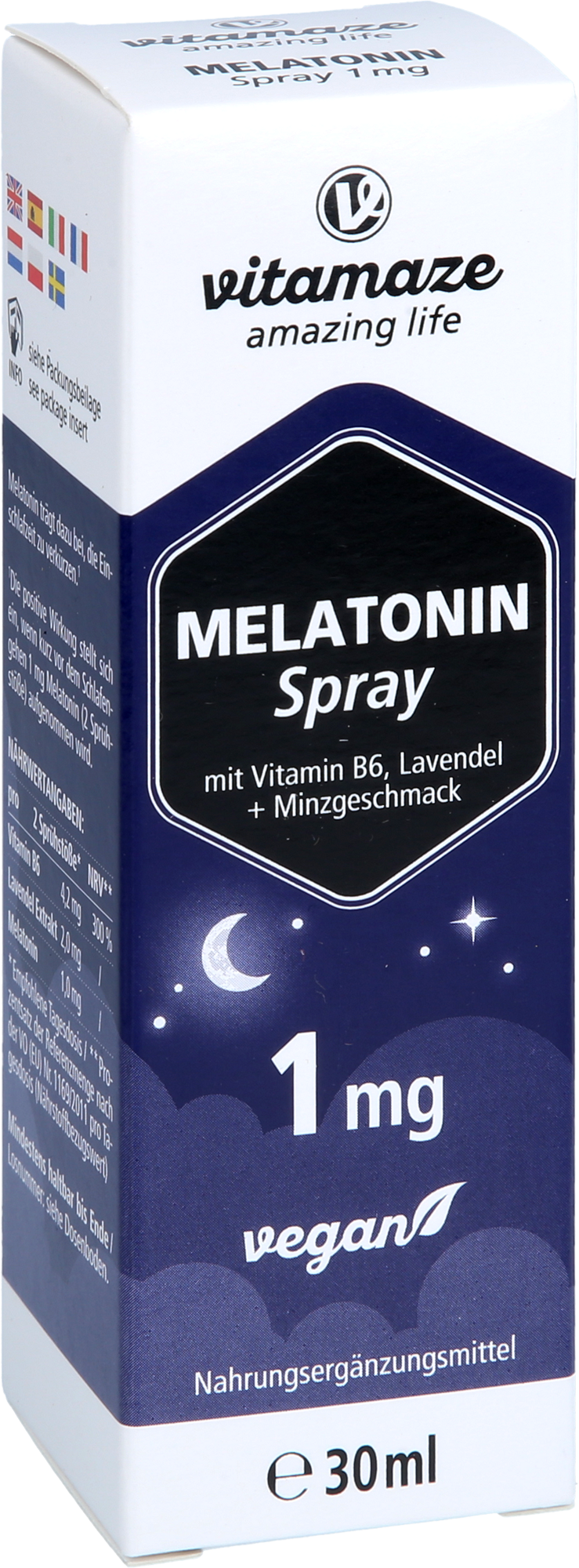 MELATONIN 1 mg hochdosiert vegan Spray