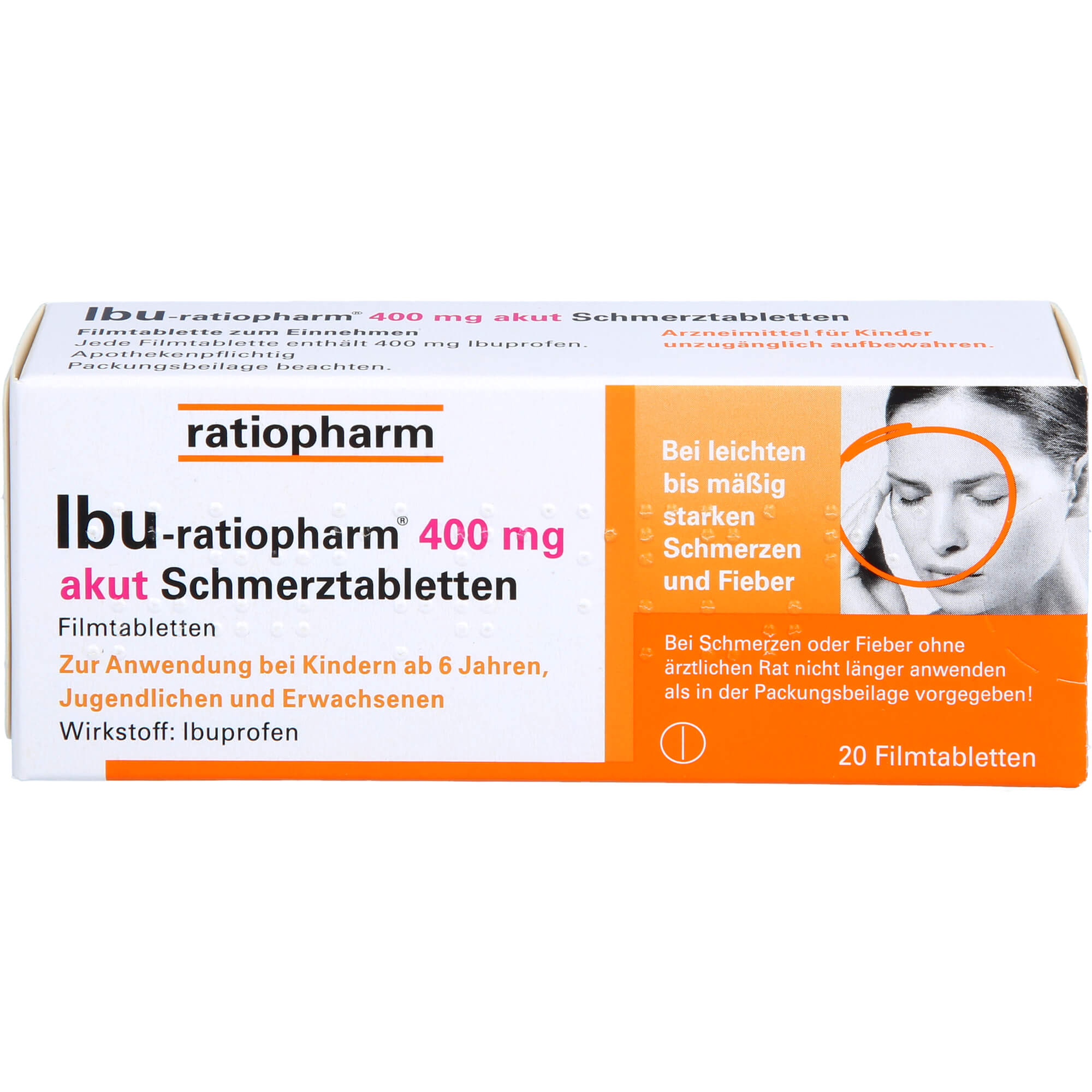 IBU-RATIOPHARM 400 mg akut Schmerztbl.Filmtabl. 20 St