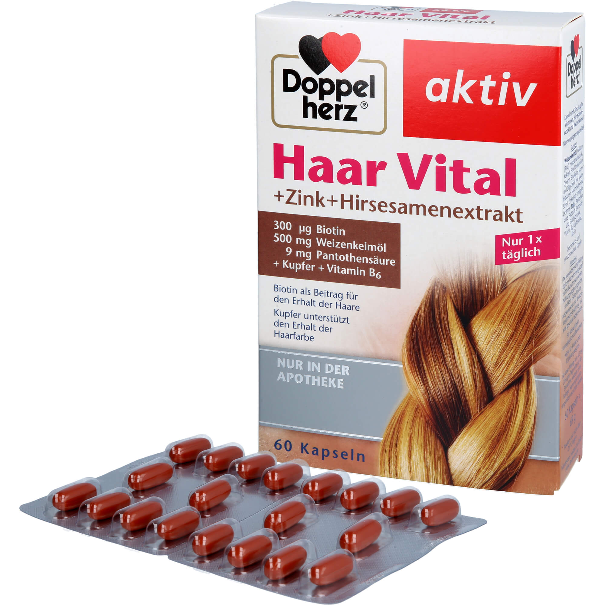 DOPPELHERZ Haar Vital+Zink+Hirseextrakt Kapseln 60 St