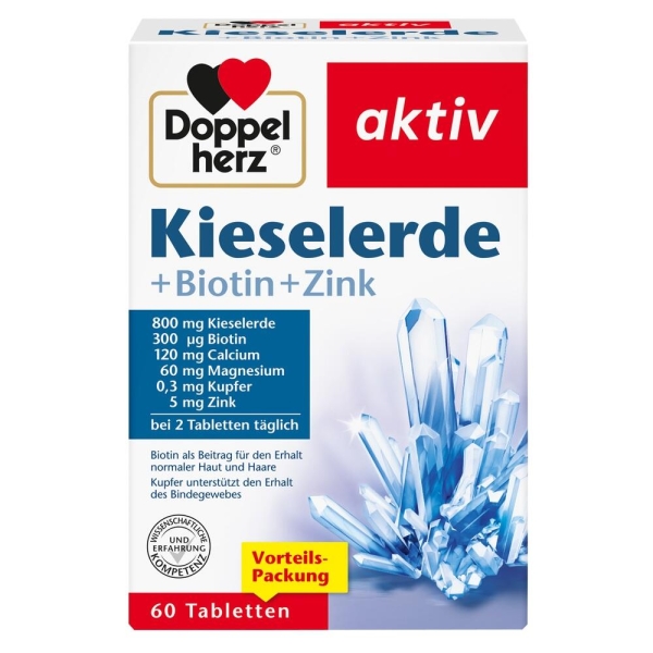 DOPPELHERZ Kieselerde+Biotin+Zink Tabletten 60 St