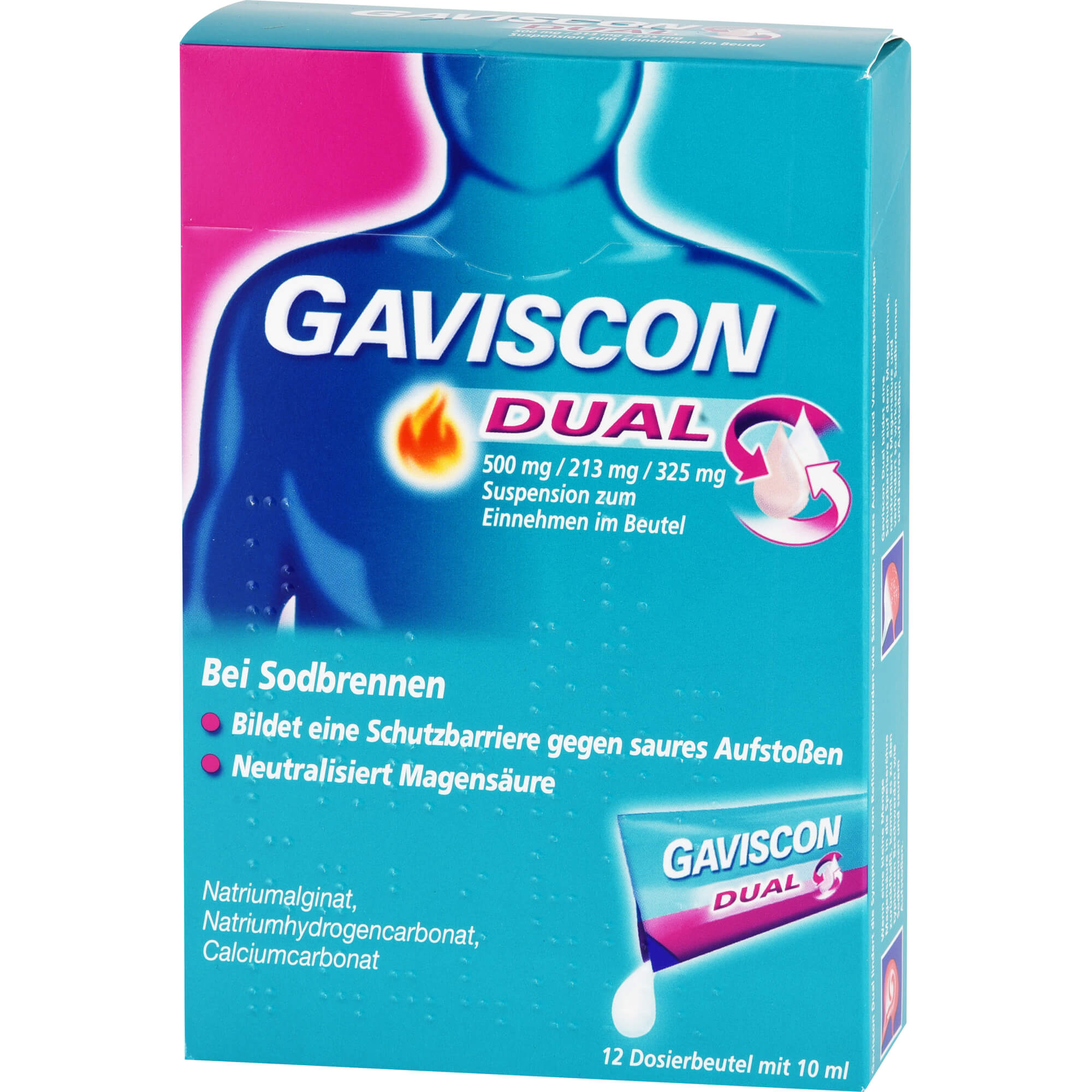 GAVISCON Dual 500mg/213mg/325mg Susp.z.Einn.Btl. 12X10 ml