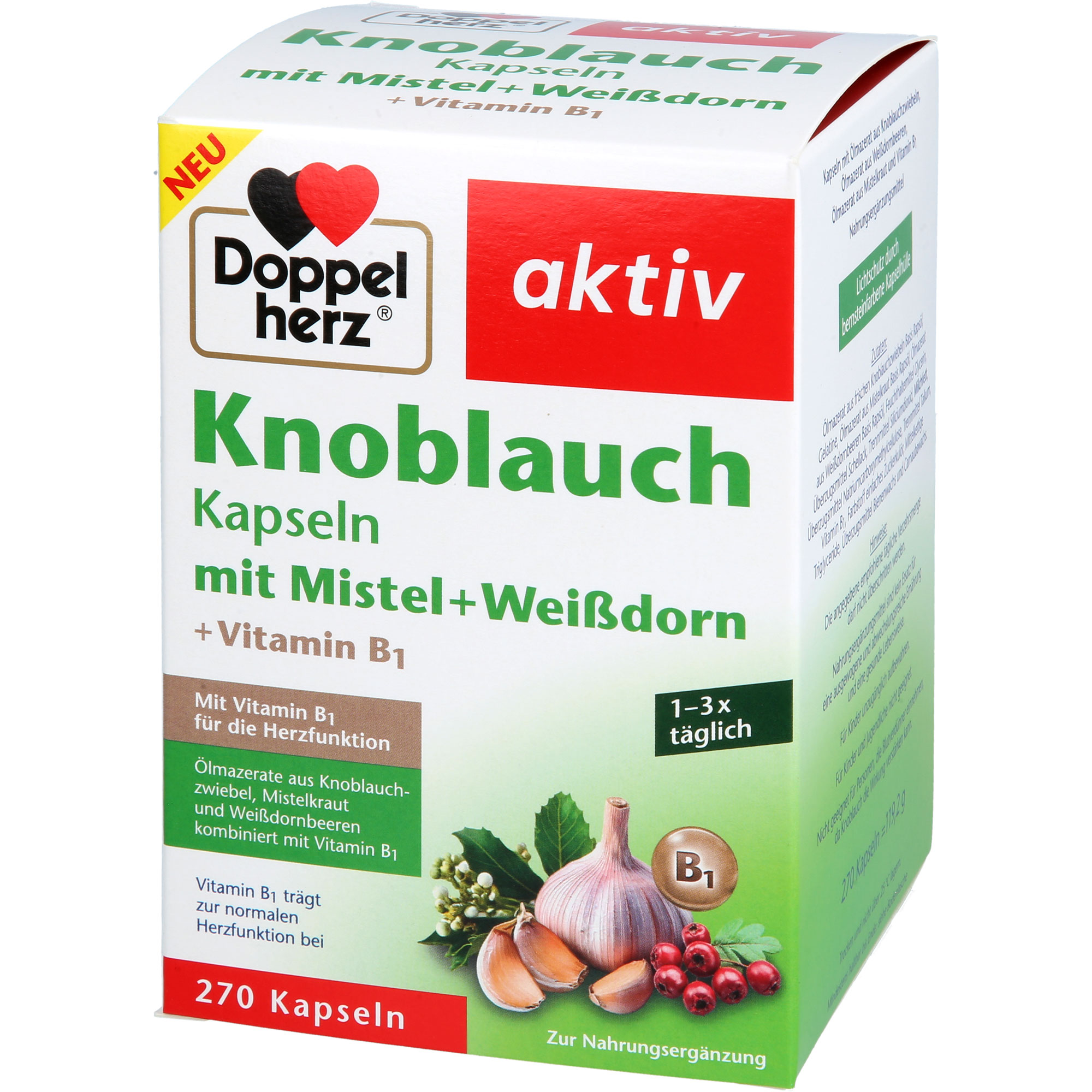 DOPPELHERZ Knobl.Kap.m.Mistel+Weißdorn+Vitamin B1 270 St
