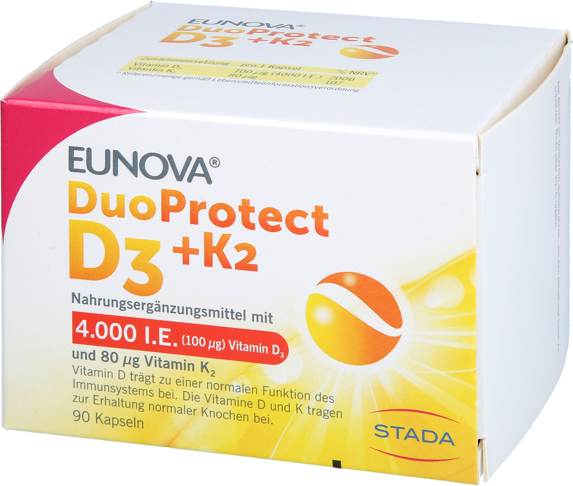 EUNOVA DuoProtect D3+K2 4000 I.E./80 μg Kapseln 90 St