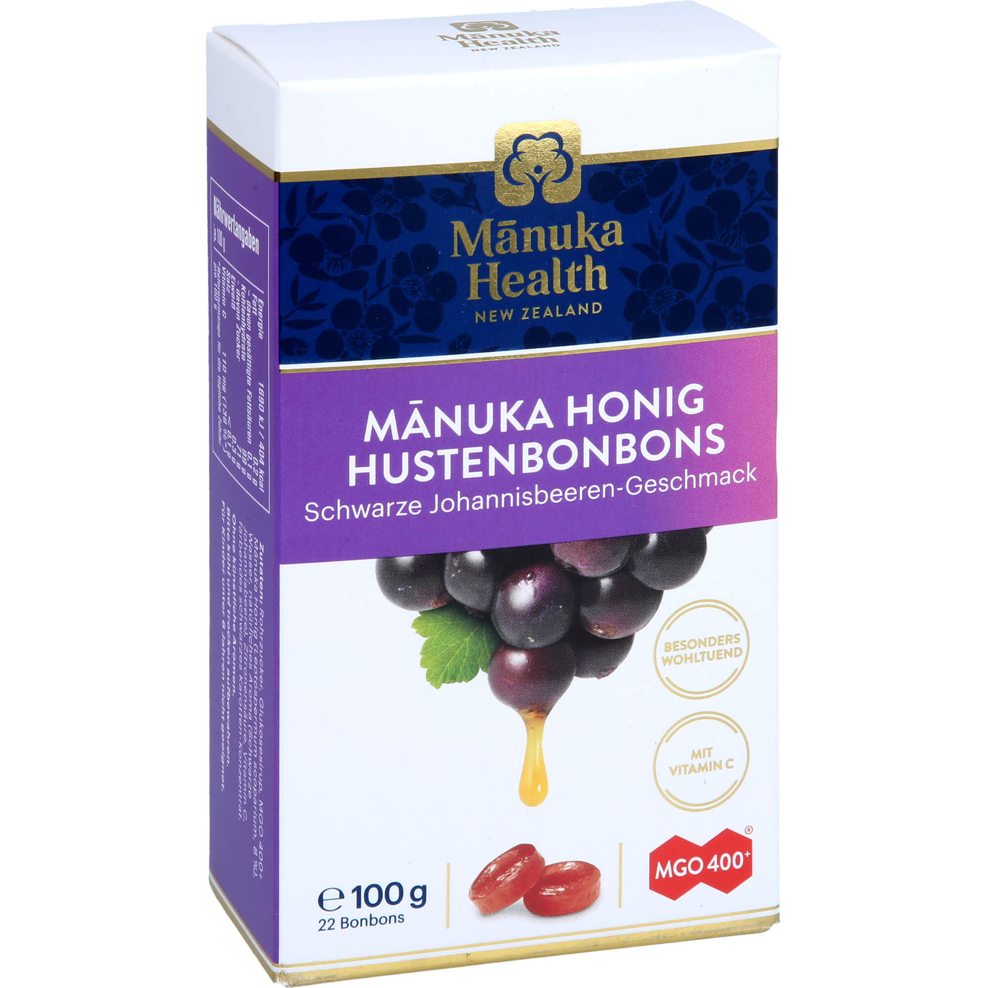 MANUKA HEALTH MGO 400+ Lutschbonb.schw.Johannisb.