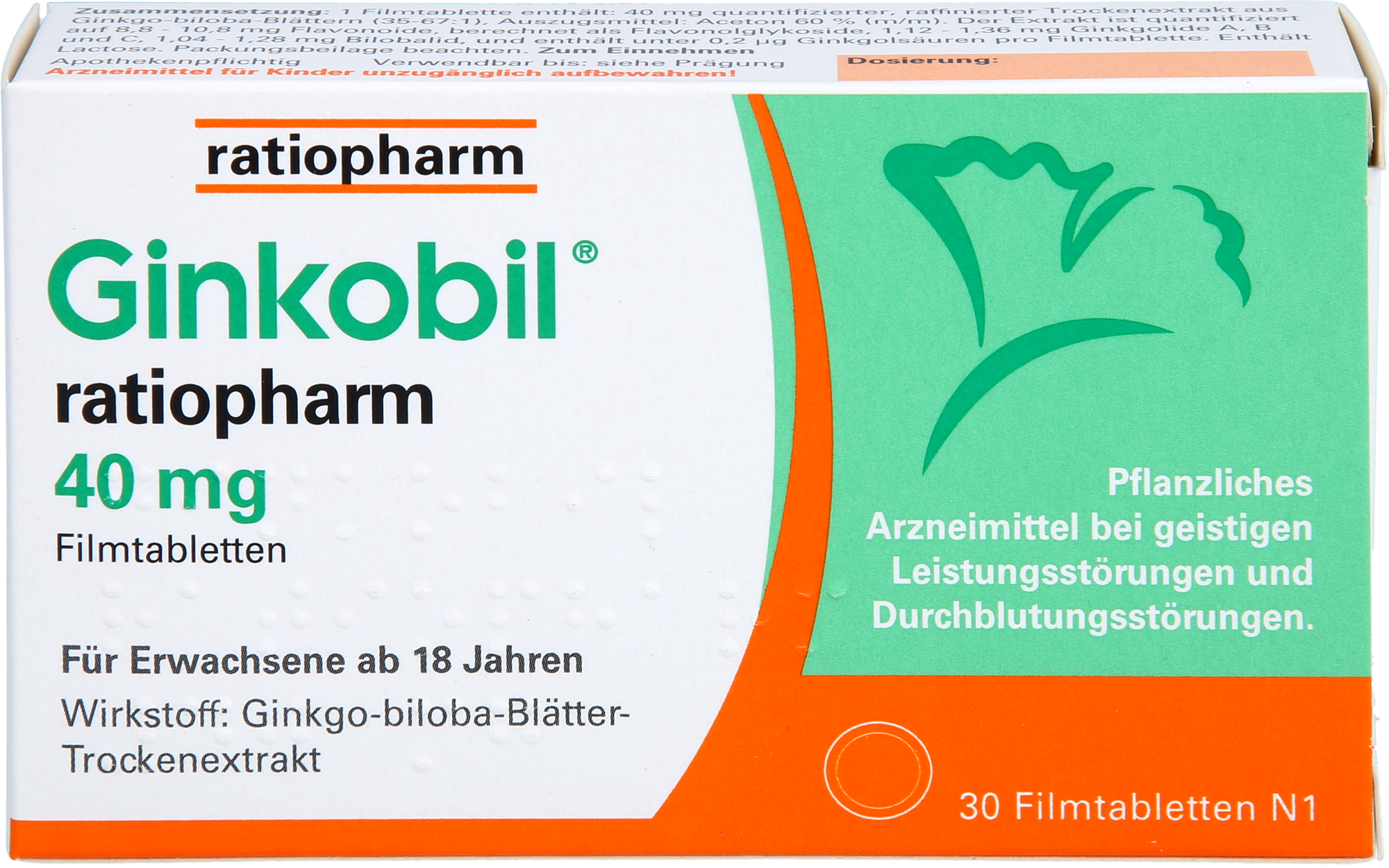 GINKOBIL-ratiopharm 40 mg Filmtabletten 30 St